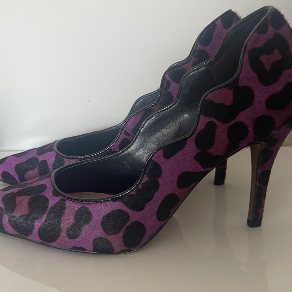 Betsey Johnson purple and black pony hair. Size 8, worn